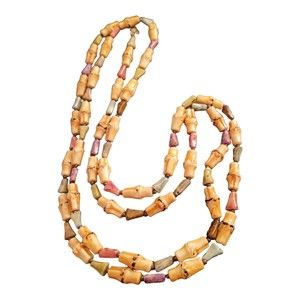 Vintage Acrylic Earthtone Colored Lightweight Beads Natural Necklace 48"